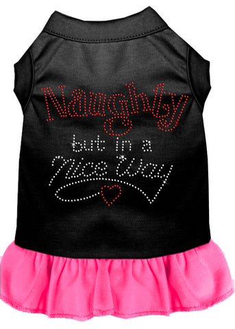 Rhinestone Naughty but in a nice way Dress Black with Bright Pink XXXL 