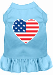 American Flag Heart Screen Print Dress Baby Blue XXXL (20)