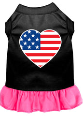 American Flag Heart Screen Print Dress Black with Bright Pink XXXL (20)