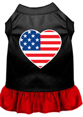 American Flag Heart Screen Print Dress Black with Red XXXL (20)