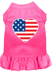 American Flag Heart Screen Print Dress Bright Pink XXXL (20)