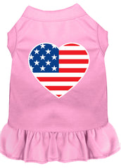 American Flag Heart Screen Print Dress Light Pink XXXL (20)