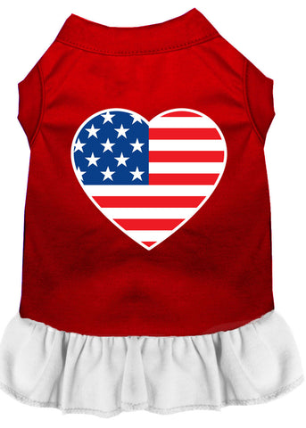 American Flag Heart Screen Print Dress Red with White XXXL (20)