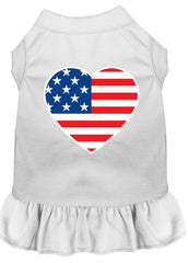 American Flag Heart Screen Print Dress White XXXL (20)