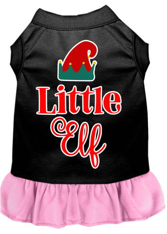 Little Elf Screen Print Dog Dress Black with Light Pink XXXL