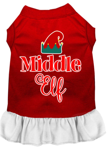 Middle Elf Screen Print Dog Dress Red with White XXXL