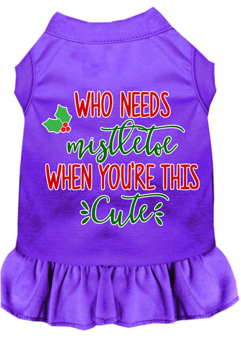 Who Needs Mistletoe Screen Print Dog Dress Purple XXXL