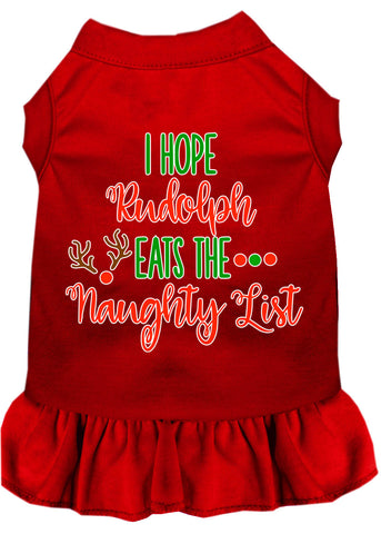 Hope Rudolph Eats Naughty List Screen Print Dog Dress Red XXXL