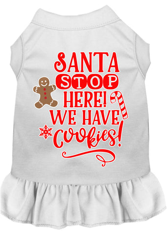 Santa, We Have Cookies Screen Print Dog Dress White XXXL