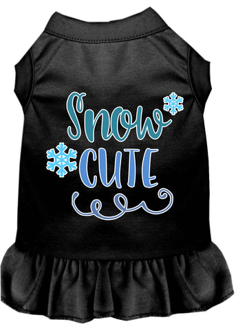 Snow Cute Screen Print Dog Dress Black XXXL