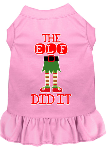 The Elf Did It Screen Print Dog Dress Light Pink XXXL