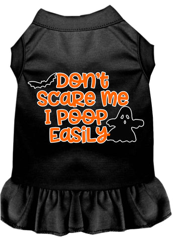 Don't Scare Me, Poops Easily Screen Print Dog Dress Black XXXL