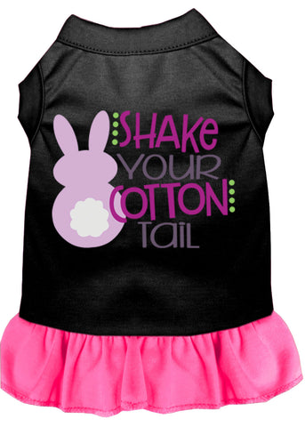 Shake Your Cotton Tail Screen Print Dog Dress Black with Bright Pink XXXL (20)