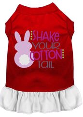 Shake Your Cotton Tail Screen Print Dog Dress Red with White XXXL (20)