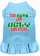 Too Cute for Ugly Sweaters Screen Print Dog Dress Baby Blue XXXL