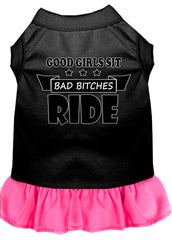 Bitches Ride Screen Print Dog Dress Black with Bright Pink XXXL (20)
