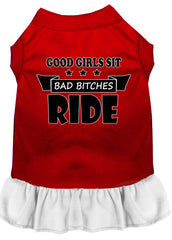 Bitches Ride Screen Print Dog Dress Red with White XXXL (20)