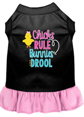 Chicks Rule Screen Print Dog Dress Black with Light Pink XXXL (20)