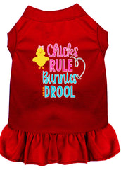 Chicks Rule Screen Print Dog Dress Red XXXL (20)