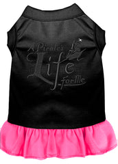 A Pirate's Life Embroidered Dog Dress Black with Bright Pink XXXL 