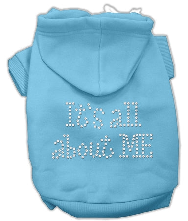 It's All About Me Rhinestone Hoodies Baby Blue