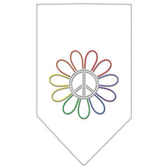 Rainbow Peace Flower Rhinestone Bandana