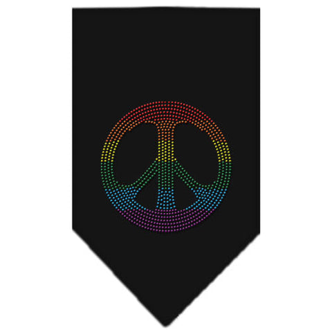 Rainbow Peace Sign Rhinestone Bandana