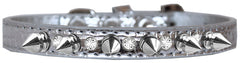 Silver Spike And Clear Jewel Croc Dog Collar Size