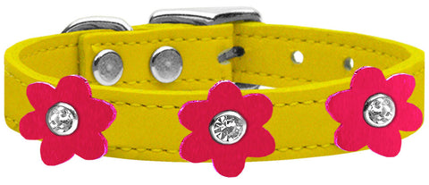 Flower Leather Collar Yellow With Flowers Size