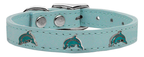 Dolphin Widget Genuine Leather Dog Collar