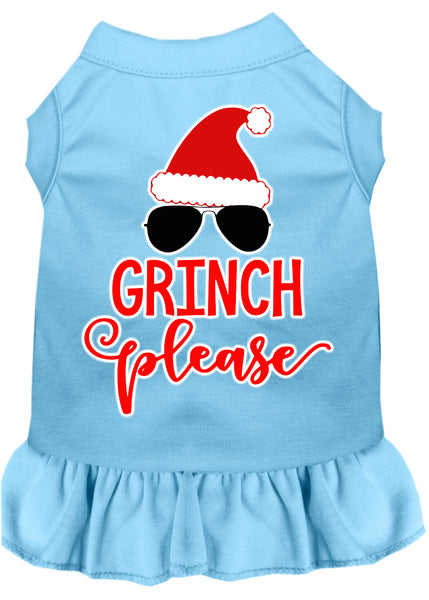 Grinch Please Screen Print Dog Dress Baby Blue XXXL (20)
