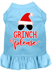 Grinch Please Screen Print Dog Dress Baby Blue XXXL (20)