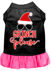 Grinch Please Screen Print Dog Dress Black with Bright Pink XXXL (20)