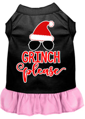 Grinch Please Screen Print Dog Dress Black with Light Pink XXXL (20)