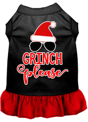Grinch Please Screen Print Dog Dress Black with Red XXXL (20)