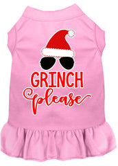 Grinch Please Screen Print Dog Dress Light Pink XXXL (20)