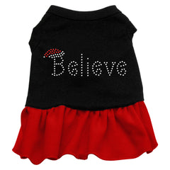 Believe Rhinestone Dress Black with Red XXXL 