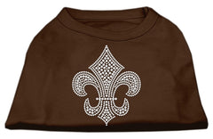 Silver Fleur de Lis Rhinestone Shirts Brown XXXL (20)