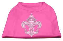 Silver Fleur de lis Rhinestone Shirts Bright Pink XXXL(20)