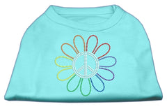 Rhinestone Rainbow Flower Peace Sign Shirts Aqua XXXL(20)