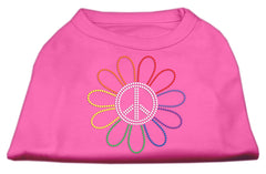 Rhinestone Rainbow Flower Peace Sign Shirts Bright Pink XXXL(20)