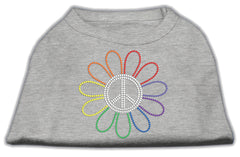 Rhinestone Rainbow Flower Peace Sign Shirts Grey XXXL(20)