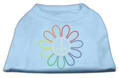 Rhinestone Rainbow Flower Peace Sign Shirts Baby Blue XXXL(20)