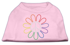 Rhinestone Rainbow Flower Peace Sign Shirts Light Pink XXXL(20)