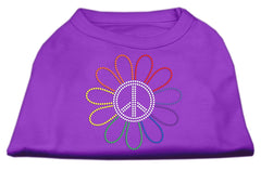 Rhinestone Rainbow Flower Peace Sign Shirts Purple XXXL(20)