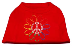 Rhinestone Rainbow Flower Peace Sign Shirts Red XXXL(20)