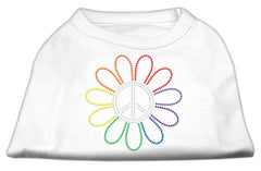 Rhinestone Rainbow Flower Peace Sign Shirts White XXXL(20)