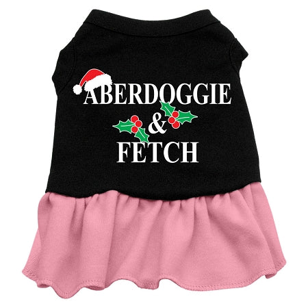 Aberdoggie Christmas Screen Print Dress Black with Pink XXXL (20)