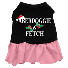 Aberdoggie Christmas Screen Print Dress Black with Pink XXXL (20)