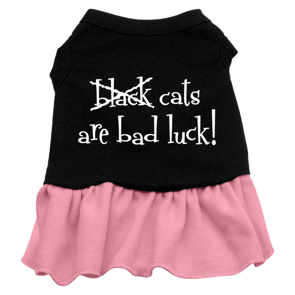 Black Cats are Bad Luck Screen Print Dress Black with Pink XXXL (20)